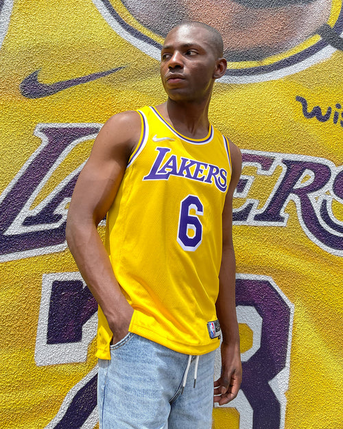 Nike Los Angeles Lakers LeBron James 75th Anniversary #6 Icon Swingman Jersey Amarillo/Field