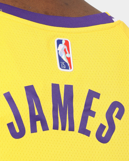 Nike Los Angeles Lakers LeBron James 75th Anniversary #6 Icon Swingman Jersey Amarillo/Field