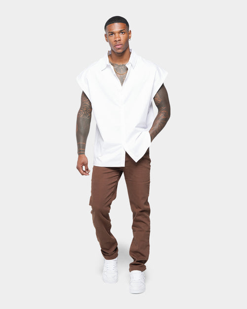 XXIII Bird Muscle Button Up Shirt White
