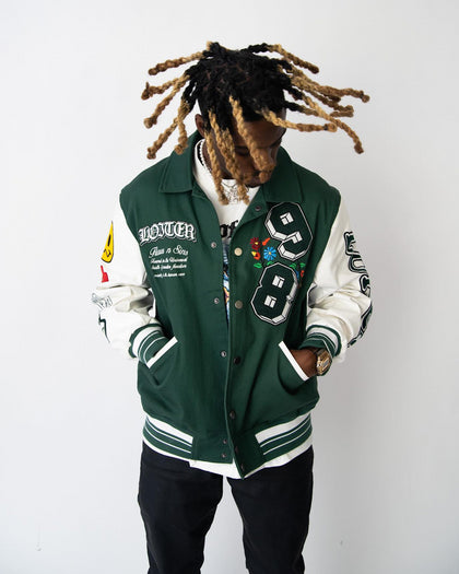 Loiter Flaws Varsity Jacket Green/Off White