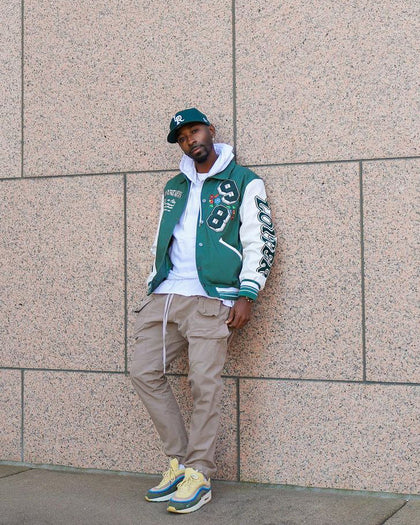 Loiter Flaws Varsity Jacket Green/Off White