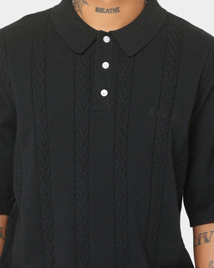 XLARGE Cable Knit Polo Shirt Black