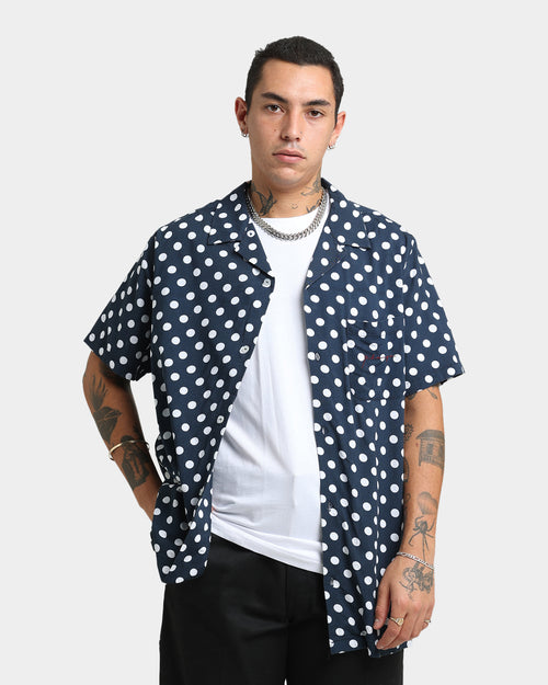 X-Large Polka Short Sleeve Shirt Navy/White