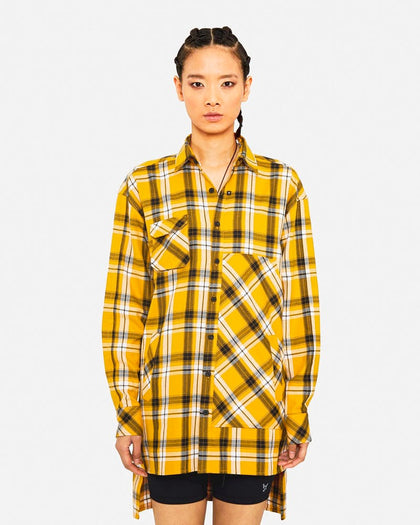 The Anti Order Man Made Long Sleeve Flannel Shirt Black/Yellow/White