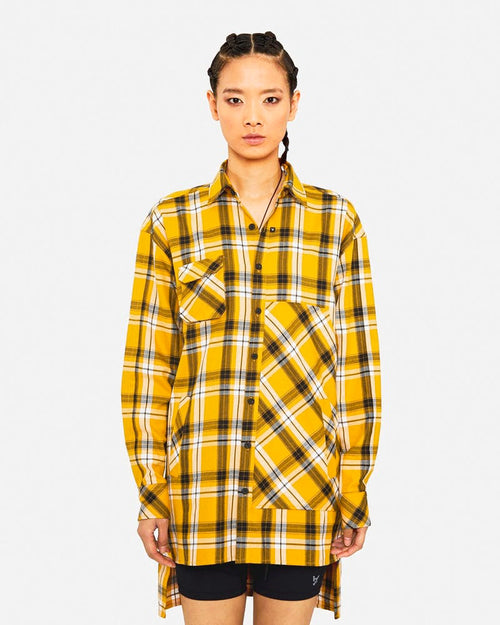 The Anti Order Man Made Long Sleeve Flannel Shirt Black/Yellow/White
