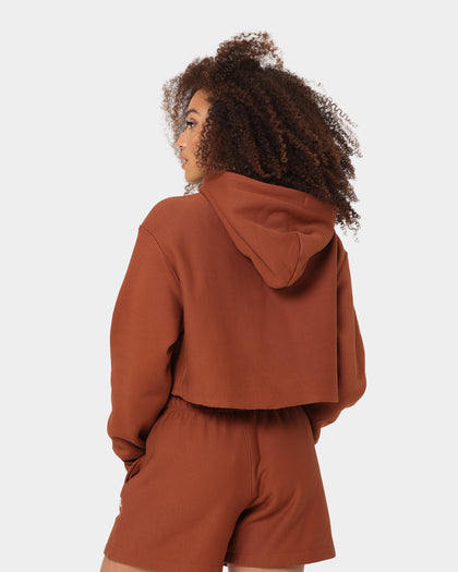 Champion Women's RW Cropped Hoodie Canyon Rock Brown