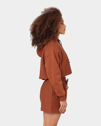 Champion Women's RW Cropped Hoodie Canyon Rock Brown