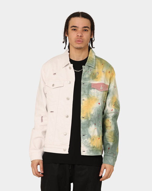 En Noir Inc Cash Denim Jacket Green Tiedye
