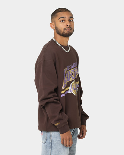 Mitchell & Ness Los Angeles Lakers Headline Crewneck Baroque Brown
