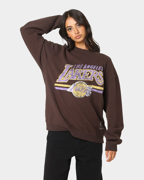 Mitchell & Ness Los Angeles Lakers Headline Crewneck Baroque Brown