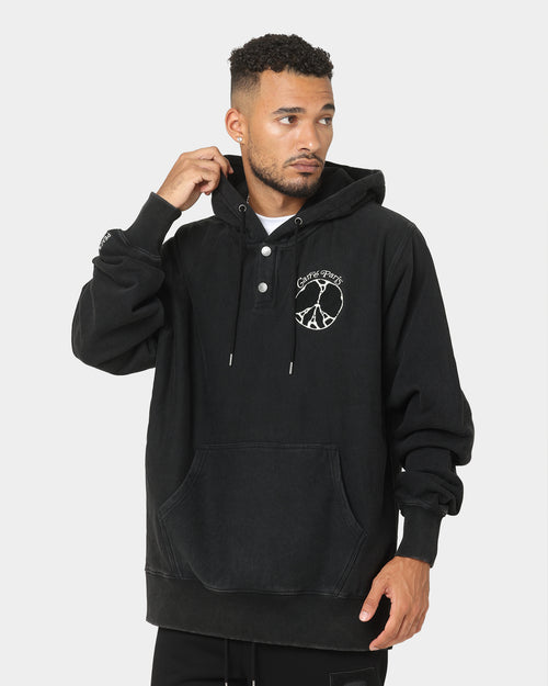 Carre Peace Button Up Hoodie Washed Black
