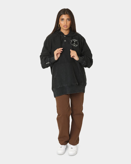 Carre Peace Button Up Hoodie Washed Black