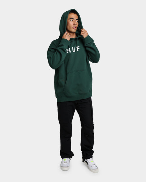 HUF Essentials OG Logo Hoodie Forest Green