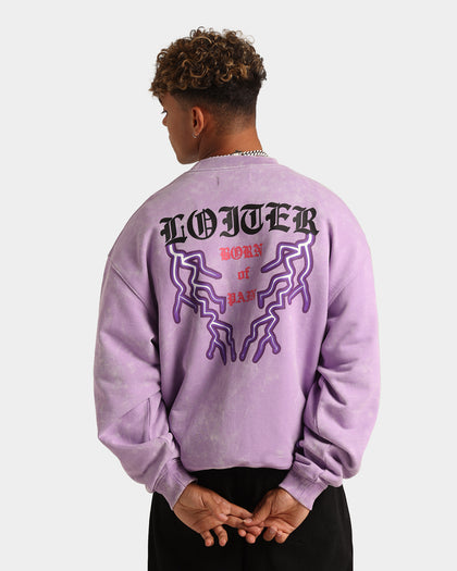 Loiter Born Of Pain Crewneck Purple Tie Dye