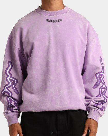 Loiter Born Of Pain Crewneck Purple Tie Dye