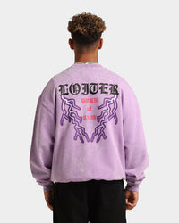 Loiter Born Of Pain Crewneck Purple Tie Dye