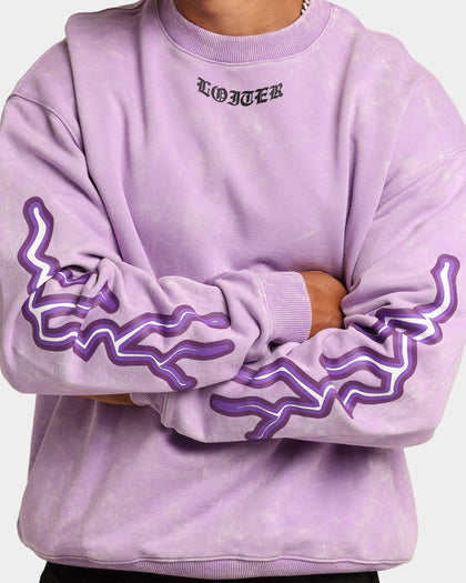 Loiter Born Of Pain Crewneck Purple Tie Dye