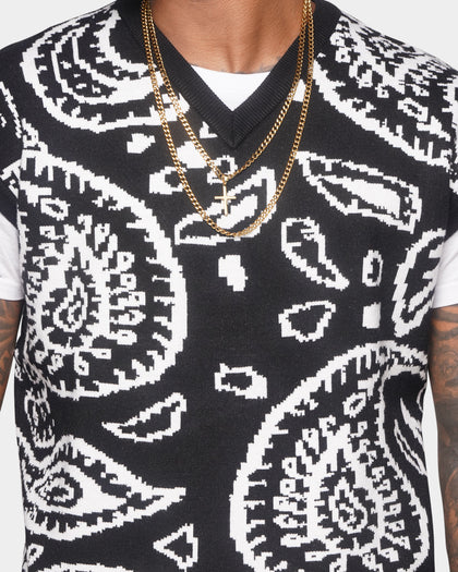 XXIII Paisley Vest Cardigan Black/White
