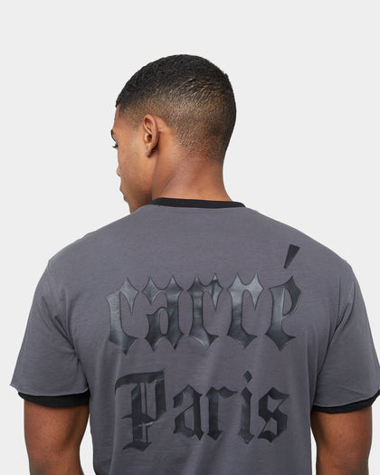 Carre Distressed Ringer Oversized Short Sleeve T-Shirt Charcoal/Black