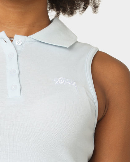 Stussy Women's Valley Rib Polo Tank Ice Blue