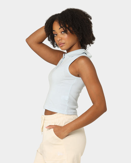 Stussy Women's Valley Rib Polo Tank Ice Blue