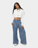 EN ES Women's Luna Cropped Blazer Pin Stripe White