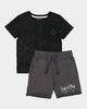 Lil Homme Kids' Bandana Ultra Short Sleeve Set Black/Charcoal