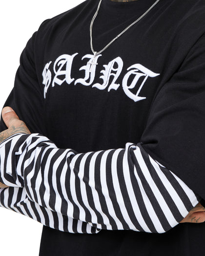 Saint Morta Jail Layered Long Sleeve T-Shirt Black/White