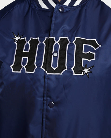 HUF Satin Baseball Jacket Navy