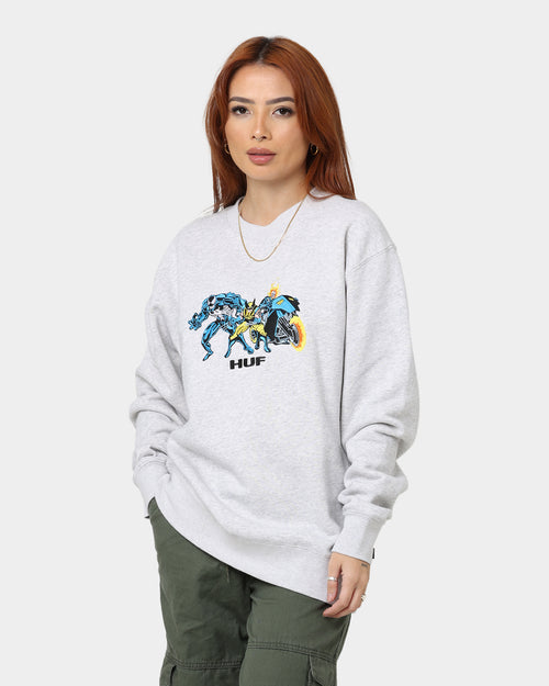 HUF X Marvel Team Up Crewneck Athletic Heather