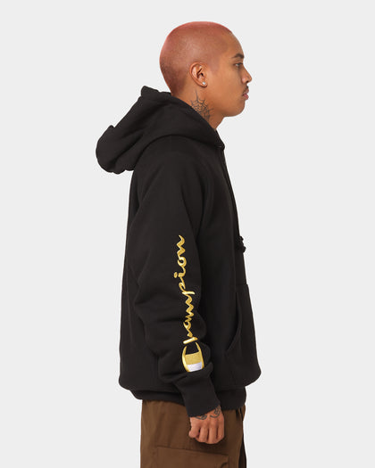 Champion Reverse Weave Quarter Zip Hoodie Black/Gold