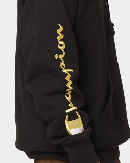 Champion Reverse Weave Quarter Zip Hoodie Black/Gold