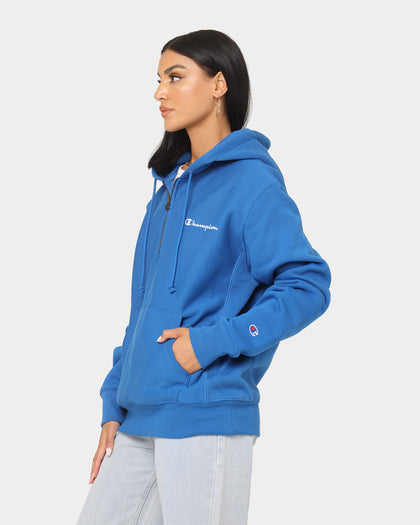 Champion Reverse Weave Quarter Zip Hoodie Living In Blue