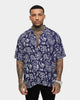 Saint Morta Paisley Skulls Short Sleeve Button Up Shirt Navy/White