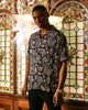 Saint Morta Paisley Skulls Short Sleeve Button Up Shirt Navy/White