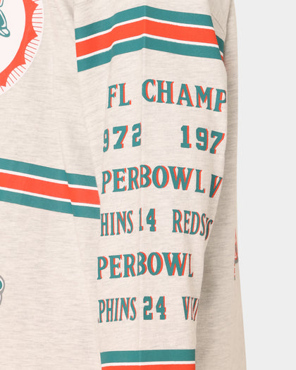 Mitchell & Ness Miami Dolphins 17-0 Long Sleeve T-Shirt White Marle