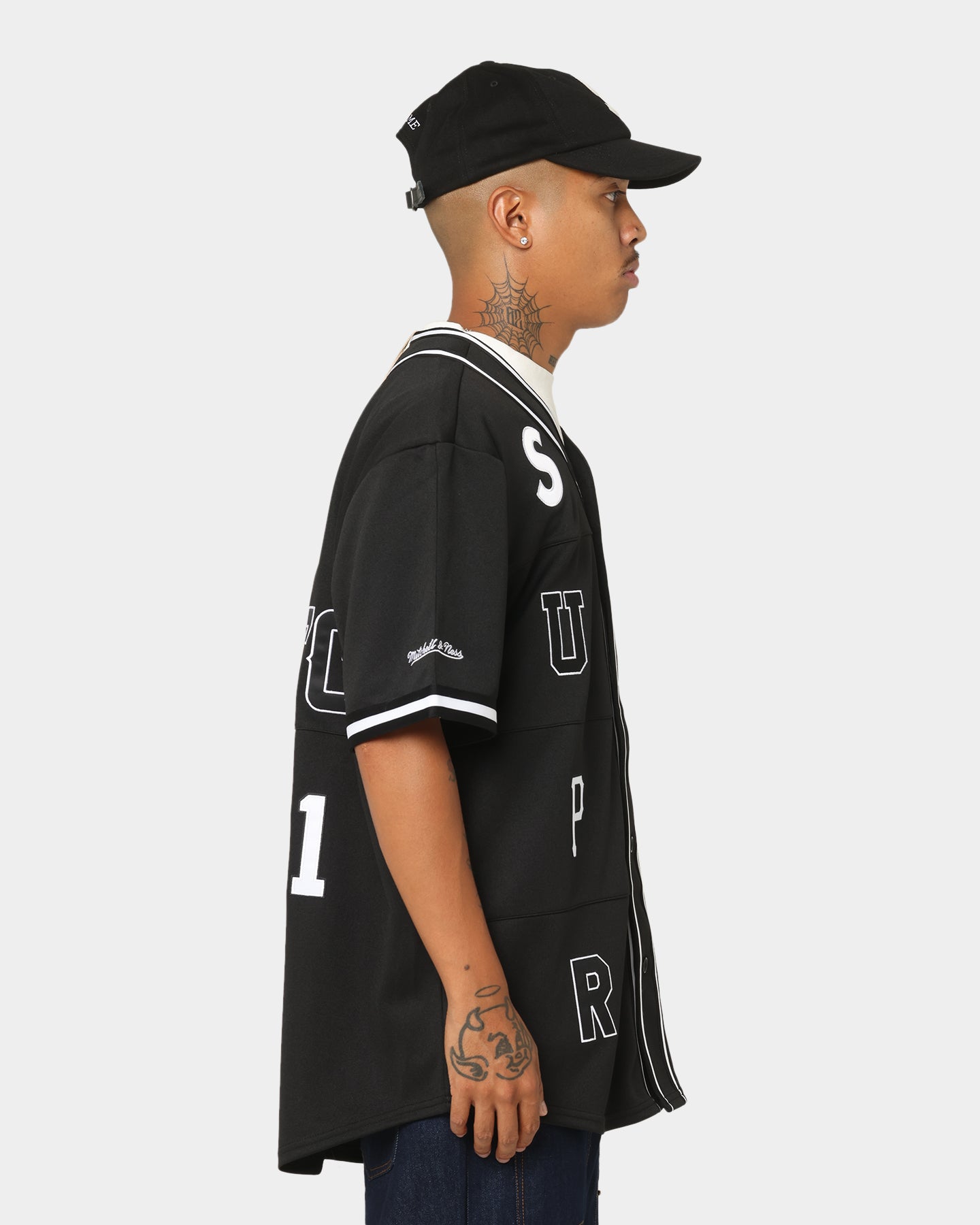 Supreme X Mitchell & Ness Patch Baseball Jersey Black | Culture
