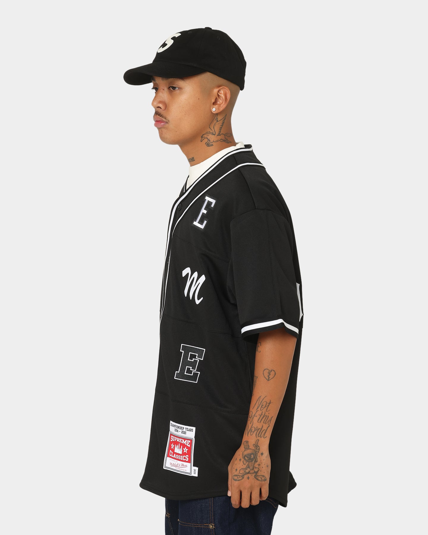Supreme X Mitchell & Ness Patch Baseball Jersey Black | Culture