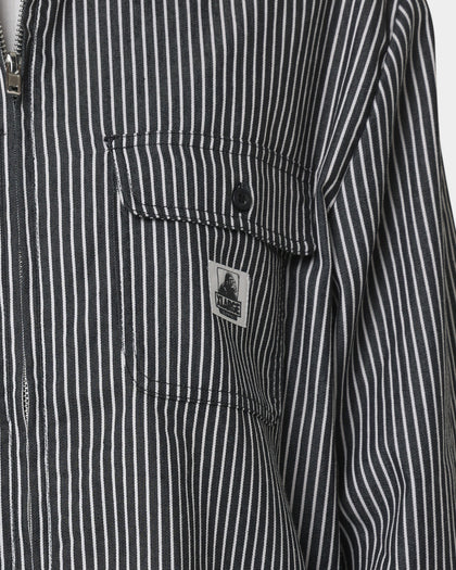 XLARGE Pinstripe Long Sleeve Zip Shirt Black
