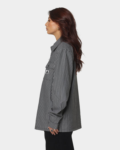 XLARGE Pinstripe Long Sleeve Zip Shirt Black