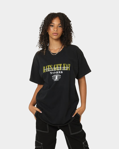 Rats Get Fat By Your Side Vintage T-Shirt Black Wash