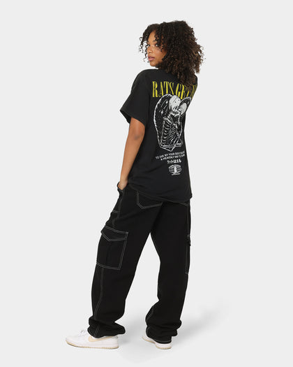 Rats Get Fat By Your Side Vintage T-Shirt Black Wash