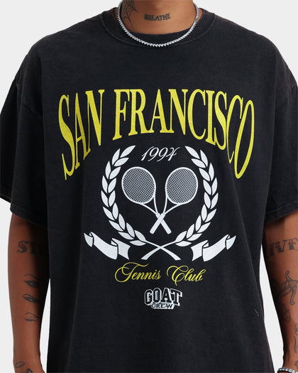 Goat Crew Tennis Club Vintage T-Shirt Black Wash