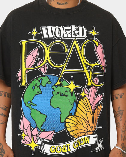 Goat Crew World Peace Vintage T-Shirt Black Wash
