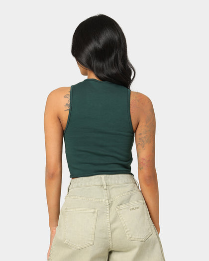 EN ES Women's Reny Lace Up Crop Top Deep Teal