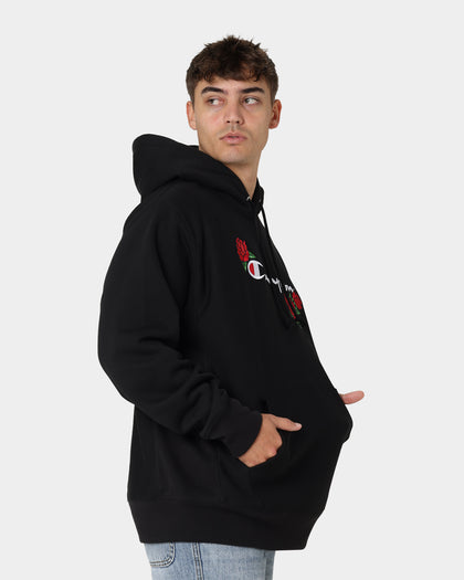 Champion Reverse Weave Roses Embroidery Hoodie Black