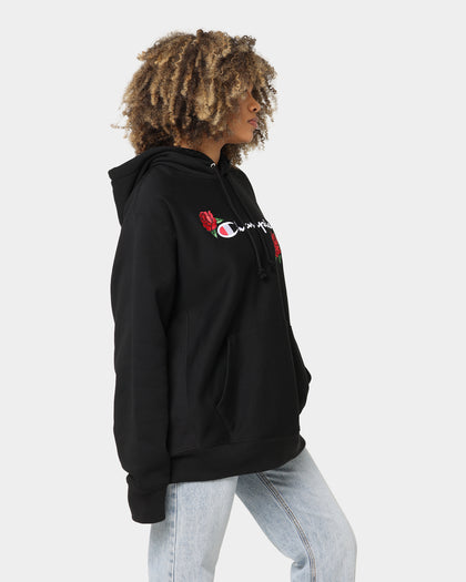 Champion Reverse Weave Roses Embroidery Hoodie Black