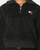 Tommy Jeans Women's TJW Plush Badge Quarter Zip Sweater Black