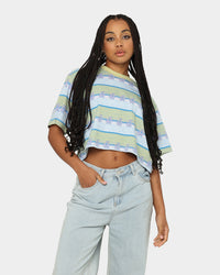 OBEY  Women's Dizzy Cropped T-Shirt	Aloe Multi