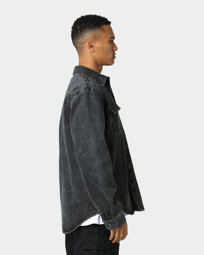 X-Large Denim Long Sleeve Work Shirt Washed Black